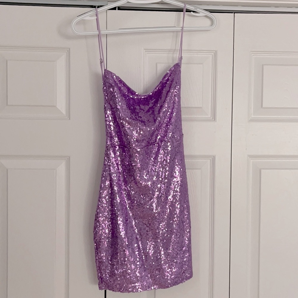 Light purple sequin mini dress